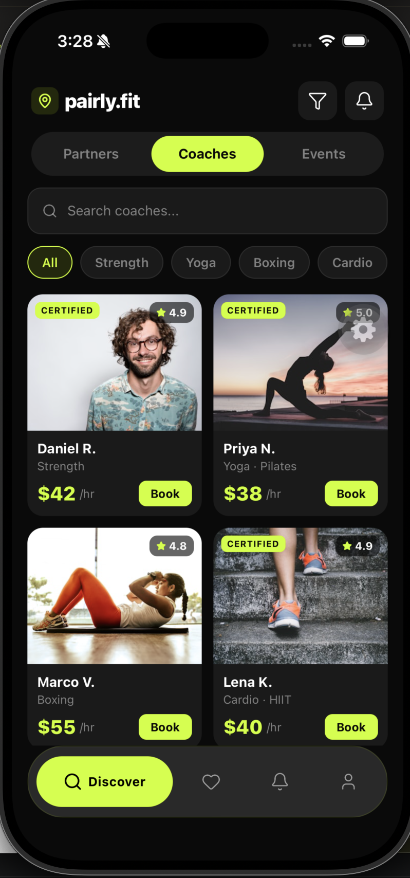 Discover screen